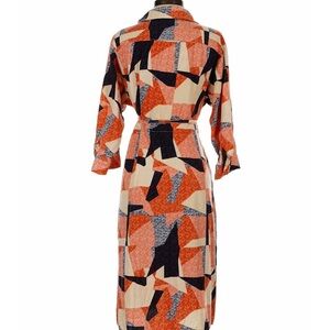 Corey Lynn Calter Vibrant Orange and Cream Wrap Dress Curvey